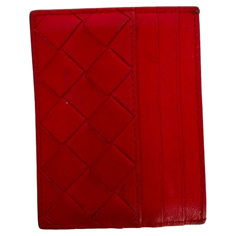 Bottega Veneta Intreciatto Card Holder in Red Leather
